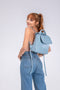 Mochila de pele azul-celeste para mulher Bora