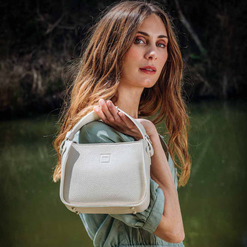 Bolso de mano de piel para mujer Pandorín beige