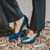 Zapatos de tacón 8cm de piel azul marino Tania