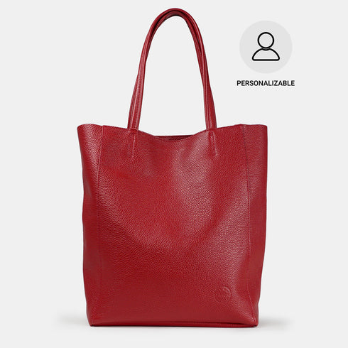 Mala tote de senhora em pele para personalizar vermelha Amy
