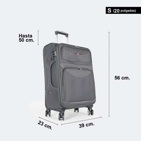 Mala de viagem maleável extensível 56cm/66cm/76cm/86cm, 10kg/15kg/20kg/23kg, de tecido poliéster Pissa Cinza