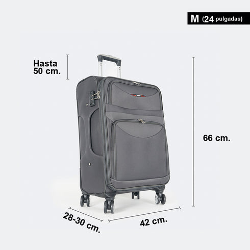Mala de viagem maleável extensível 56cm/66cm/76cm/86cm, 10kg/15kg/20kg/23kg, de tecido poliéster Pissa Cinza