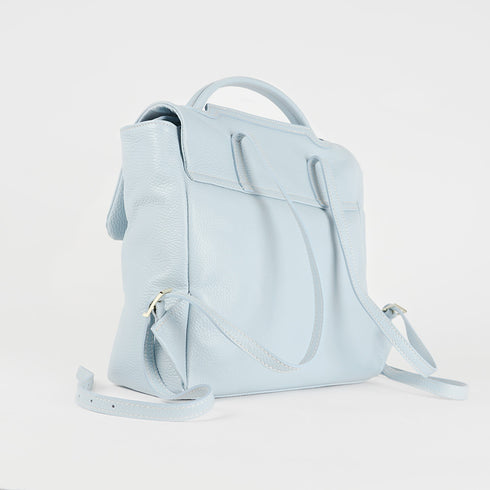Mochila de pele azul-celeste para mulher Bora
