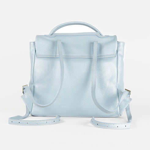 Mochila de pele azul-celeste para mulher Bora