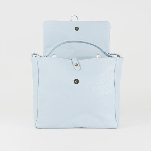 Mochila de pele azul-celeste para mulher Bora