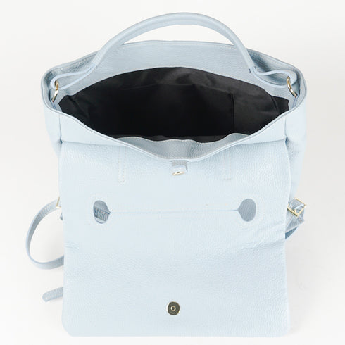 Mochila de pele azul-celeste para mulher Bora