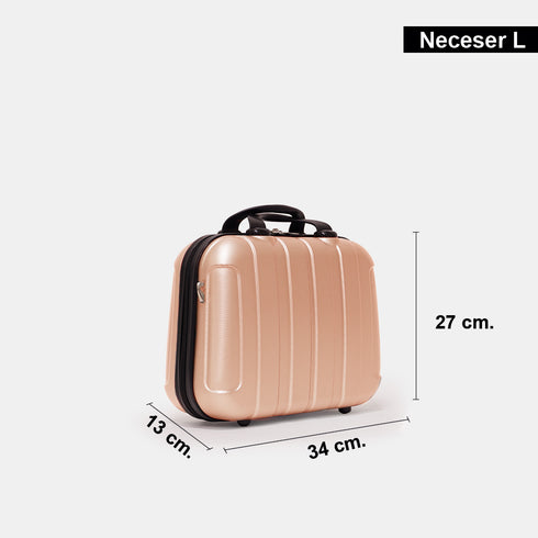 Necessaire de viagem tamanho L rosa-dourado Kike
