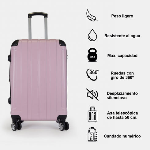 Mala de Viagem Extensível XS-51cm-10kg / S-55cm-15kg de ABS Kike Rosa Claro