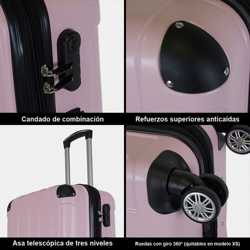 Mala de Viagem Extensível XS-51cm-10kg / S-55cm-15kg de ABS Kike Rosa Claro