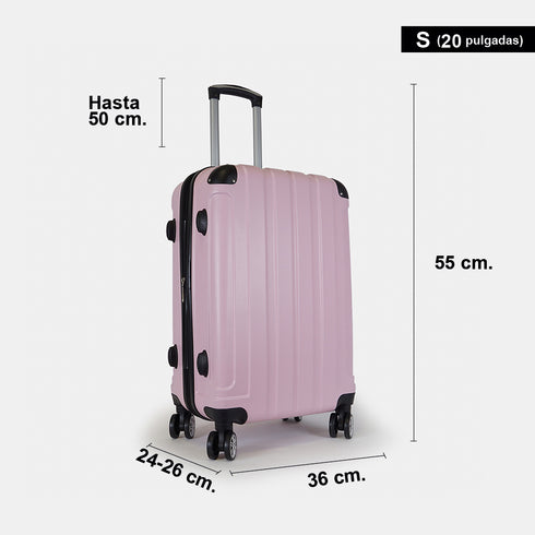 Mala de Viagem Extensível XS-51cm-10kg / S-55cm-15kg de ABS Kike Rosa Claro