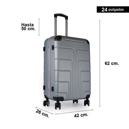 Mala de cabine S-15kg-55cm / M-20kg-62cm em ABS Empire Prateado
