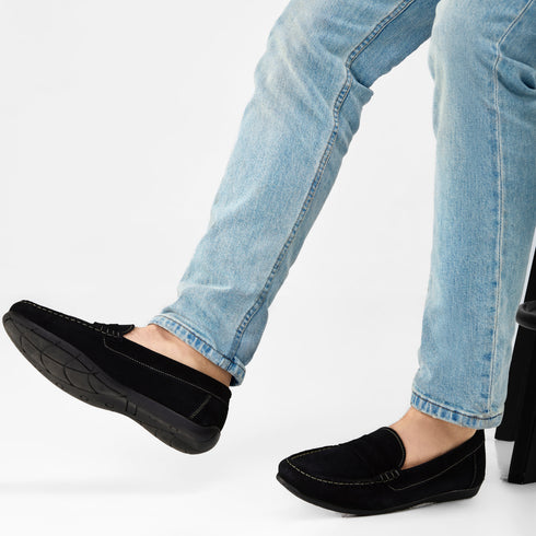Mocassins de camurça para homem Luigi azul-marinho