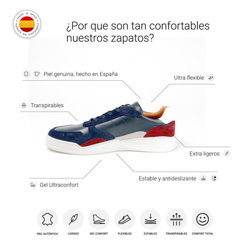 Sapatilha desportiva de homem com atacadores azul Zaid