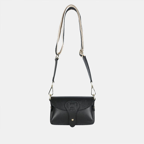 Bolsa a tiracolo porta-telemóvel em pele Pili preta