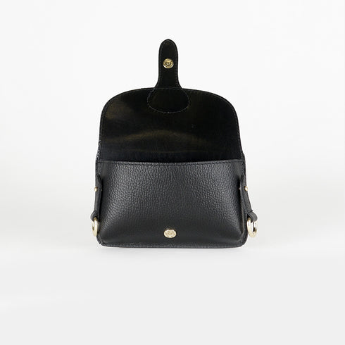 Bolsa a tiracolo porta-telemóvel em pele Pili preta
