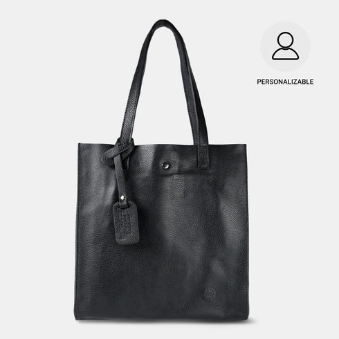 Mala tote de pele lisa para mulher preta primavera Stella
