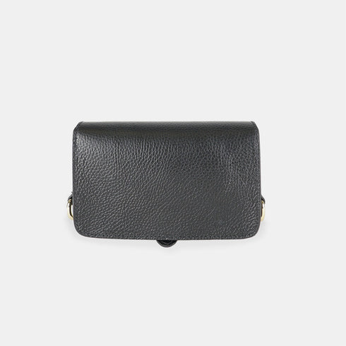Bolsa a tiracolo porta-telemóvel em pele Pili preta