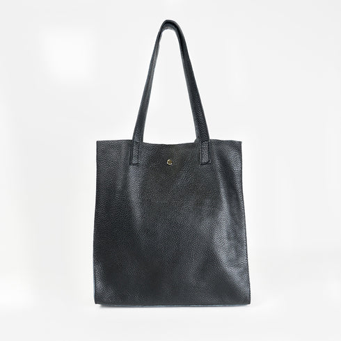 Mala tote de pele lisa para mulher preta primavera Stella