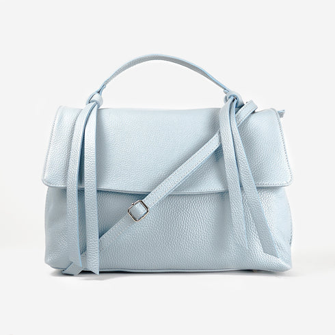 Bolso de mano de piel bolso grande con solapa para mujer celeste Beca