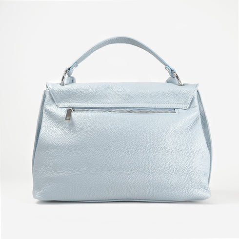 Bolso de mano de piel bolso grande con solapa para mujer celeste Beca
