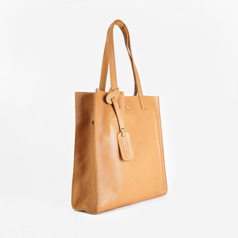 Mala tote de pele lisa de mulher castanha primavera Stella
