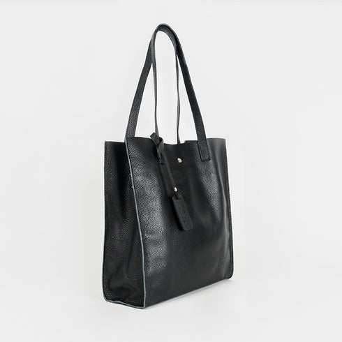 Mala tote de pele lisa para mulher preta primavera Stella