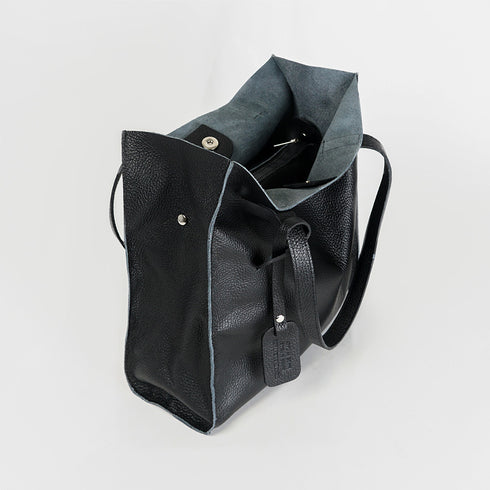 Mala tote de pele lisa para mulher preta primavera Stella