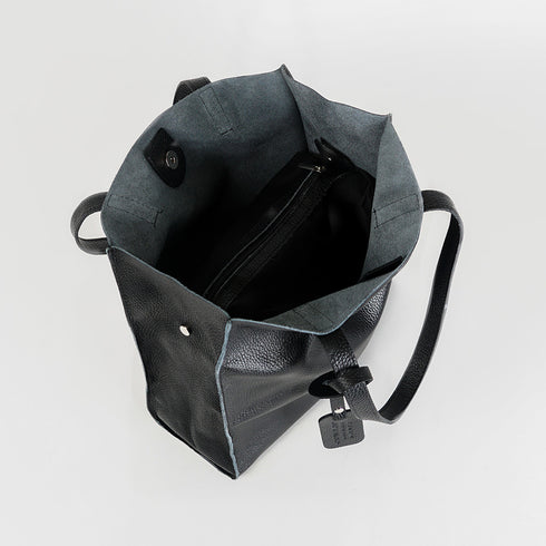 Mala tote de pele lisa para mulher preta primavera Stella